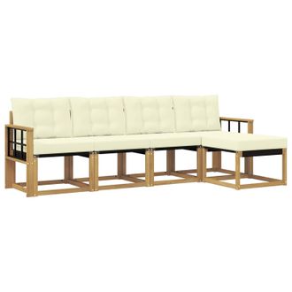 vidaXL Conjunto De Sof&aacute;s De Exterior Con Coj&iacute;n 5 Pcs Blanco Y Crema Vidaxl