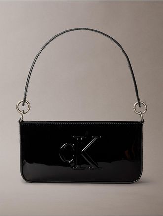 Calvin Klein Womens Sculpted Impression Faux Leather Shoulder Bag - Black