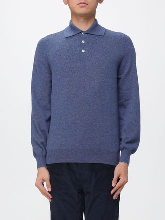 Brunello Cucinelli Polo a maniche lunghe in puro cashmere con colletto a costine