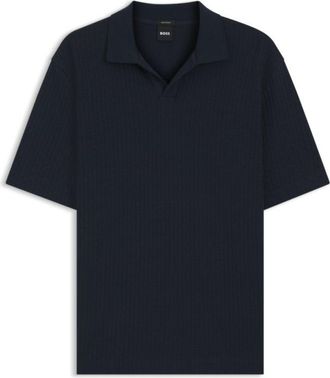 BOSS Jacquard-pattern polo shirt with Johnny collar