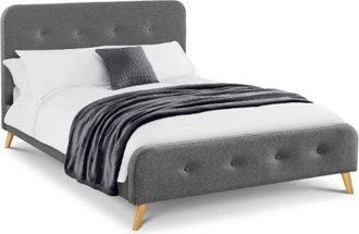 Julian Bowen Astrid Curved Retro Buttoned King Bed 150cm Grey - Julian Bowen | TJ Hughes