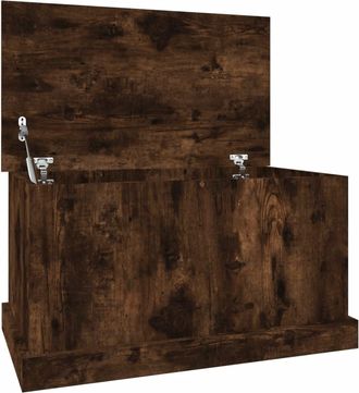 vidaXL Ba&uacute;l Almacenaje Madera Contrachapada Roble Ahumado 70x40x38 Cm Vidaxl