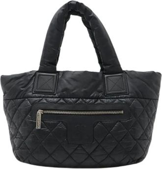 Chanel Pre-owned Tote Bags, female, Black, Size: ONE SIZE Pre-owned Coco Cocoon Nylon Leather Tote Bag