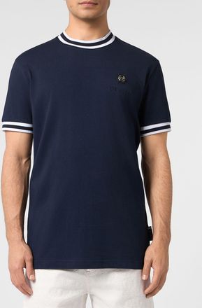 Philipp Plein T-shirt in cotone con logo Hexagon e profili a contrasto