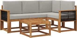 vidaXL Conjunto De Sof&aacute;s De Exterior 5 Uds. Natural Y Gris Claro Vidaxl