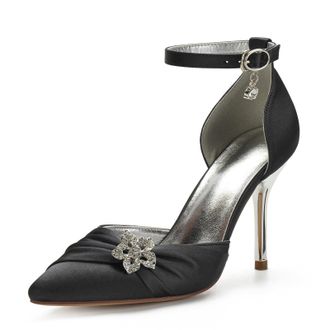 Miyoopark Womens Wedding Dress Shoes Stiletto High Heel Occasions Pumps M524 Black UK 7.5