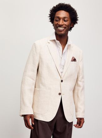 Selected Mens Pure linen chevron blazer Regular fit