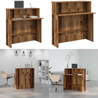 vidaXL Banco Reception Legno Antico 100x50x103,5 cm Legno Multistrato - Bancone reception - Archiviazione