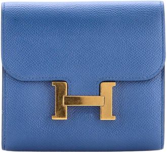 Herm&egrave;s Blue Epsom Constance Compact Wallet (Authentic Pre-Loved)