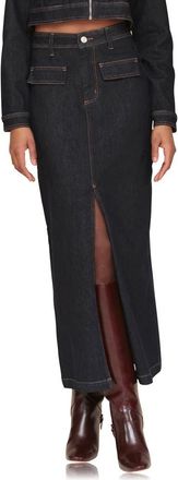 Avec Les Filles Slit Denim Maxi Skirt in Rinse Wash at Nordstrom Rack, Size Large