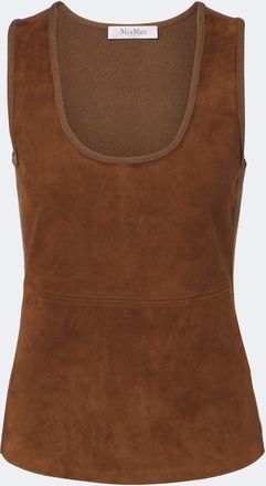 Max Mara Top in suede foderato in lana e cashmere