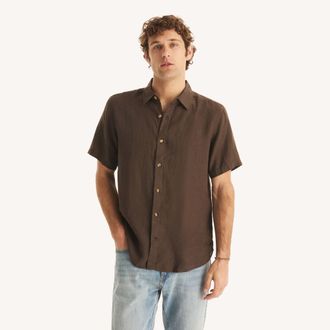 Nautica Mens Classic Fit Short-Sleeve Linen Shirt