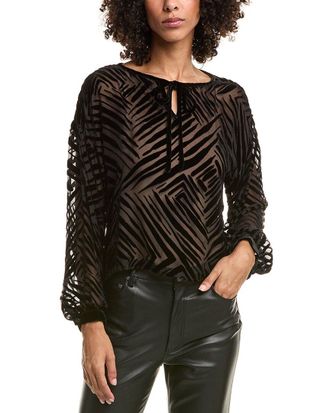 Bella Dahl Velvet Burnout Silk-Blend Blouse