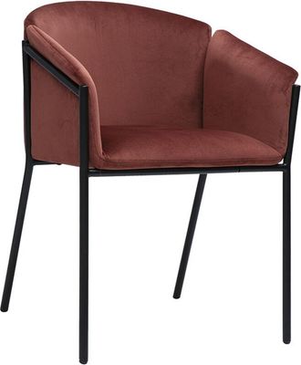 Miliboo Silla De Dise&ntilde;o En Terciopelo Rojo Tomette Y Metal Negro Briane