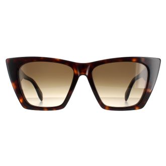 Alexander McQueen Alexander McQueen Cat Eye Dames Dark Havana Bruin Gradiënt AM0299S