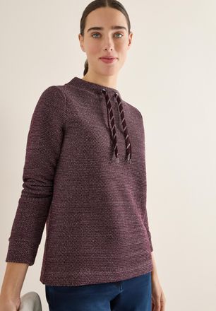 Cecil Sweatshirt CECIL, Damen, Gr. XL (44), eggplant rot, Sweatware, Obermaterial: 82% Polyester, 17% Viskose, 1% Elasthan, unifarben, regular fit normal, o