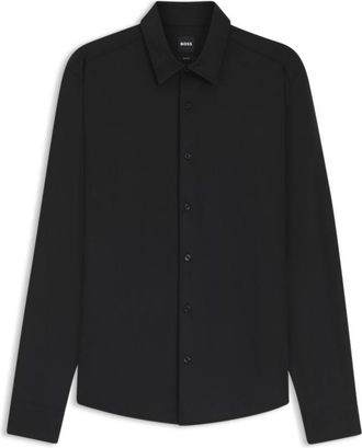 BOSS Performance-stretch slim-fit shirt in structured jersey