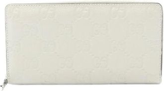 Gucci Pre-owned Imprime Lederen Lange Portemonnee - Dames - Vintage Accessoires - Wit - ONE Size - Leer - Vintage