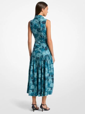 Michael Kors Floral Chin&eacute; Cotton Poplin Drop Waist Shirtdress