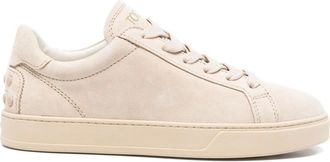 Tod's Schoenen, Dames, Beige, 38 EU, Leer, Suede Leren Sneakers