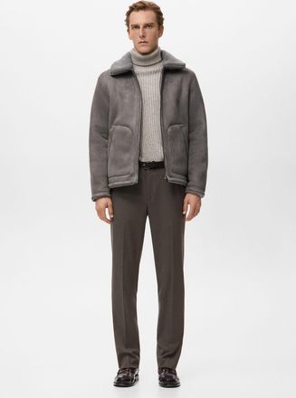 Mango Giacca double face interno montone grigio medio vigoré - Uomo - XXL - MANGO MAN