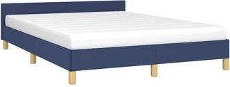 vidaXL Estructura de cama con cabecero sin colchón tela azul 140x200cm vidaXL