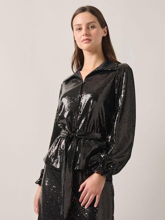 Misook Sequin Novelty Woven Blouse