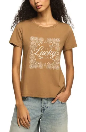 Lucky Brand Floral Frame Graphic T-Shirt in Brown at Nordstrom, Size Xx-Large