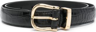 Nili Lotan Crocodile-effect Patent-leather Belt