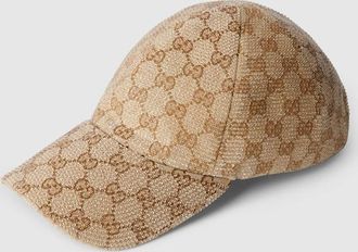 Gucci GG Canvas Baseball Hat With Crystals, Size XL, Beige