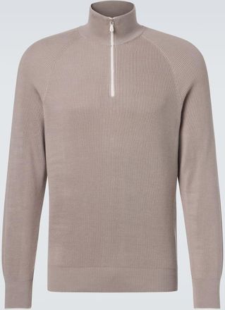 Brunello Cucinelli Pullover in cotone a coste con zip
