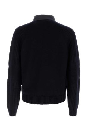 Moncler Wool-Blend with Quilted Nylon Down Jacket - Navy
