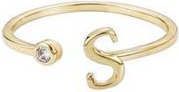 Adornia CZ & Initial Open Band Ring in Gold-S at Nordstrom Rack