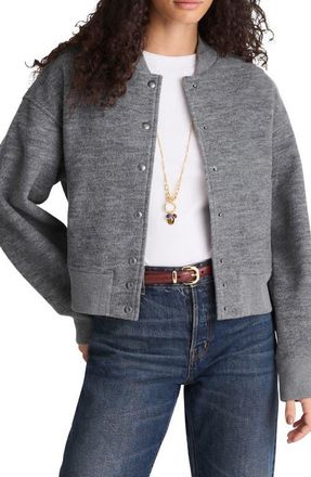Madewell Double Faced Knit Bomber Jacket in Heather Charcoal at Nordstrom, Size X-Small