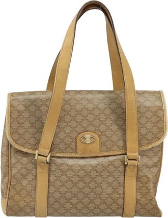 Celine Vintage Macadam Handbag Canvas And Leather Beige Canvas Handbag (Pre-Owned)