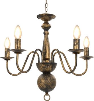 vidaXL Candelabro Stile Anticato Nero 5 Lampadine E14 - Vidaxl