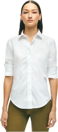 Brooks Brothers Strakke- kreukvrije stretch Supima katoenen overhemd - Dames - Overhemden - Wit - XL - Katoen - Overhemden