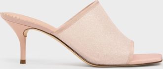 Charles & Keith Glittered Mesh Heeled Mules