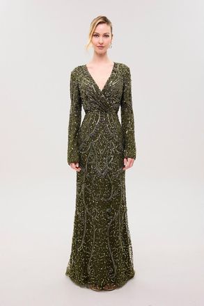 Beauut Embellished Sequin Abstract Gown in Olive at Nordstrom, Size 10