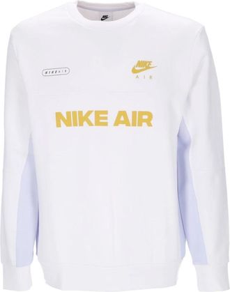Nike Brushed-Back Crew Sweatshirt - Heren - Sportshirts - Wit - XL - Katoen - Fitness