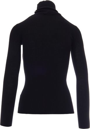 Elisabetta Franchi Womens Turtleneck Ribbed Top Black-Butter Wool Jumpers Black/butter Sweater