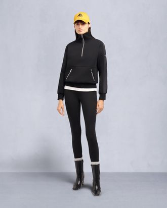Moose Knuckles Womens Mix Media Quarter Zip Sweater