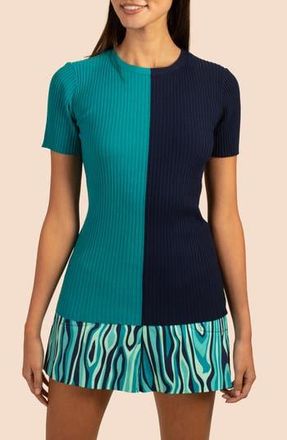 Trina Turk Vivika Two-Tone Rib Sweater in Mosaic Blue/Indigo at Nordstrom Rack, Size Large