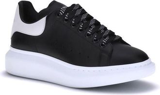 Alexander McQueen Mens Black Calf Leather Bos Taurus Platform Sneakers