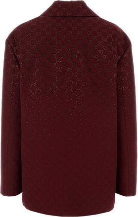Gucci GG Jacquard Cotton Mix Blazer - Red