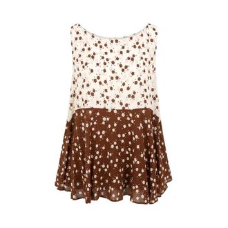 Trussardi Mouwloze Korte Jurk - Dames - Tops - Bruin - Maat: S Viscose