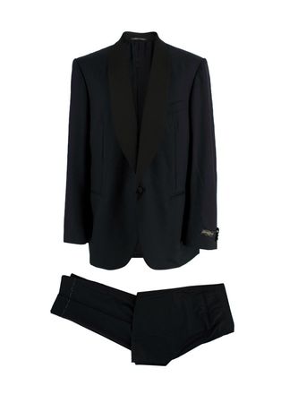 Corneliani Black Extra Fine Wool Single Breasted Suit Size XXL