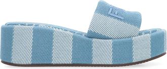 Fendi Schoenen, Dames, Blauw, 38 EU, Katoen, Sunshine Slides Ronde Neus 100% Katoen