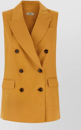 Herno linen double-breasted v-neck waistcoat