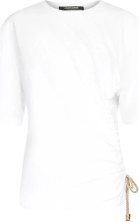 Roberto Cavalli Knoop Design T-shirt - Dames - T-shirts - Wit - L - Katoen - Tops